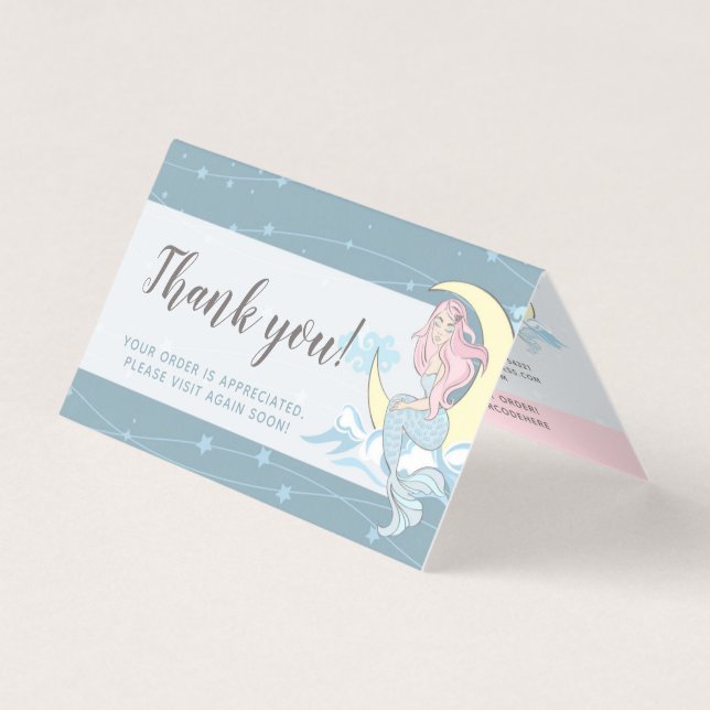 Mermaid Moon & Stars Mystical Bath Thank You Card (Front)