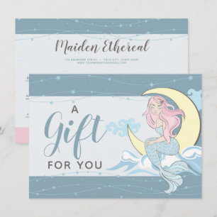 Mermaid Moon Stars Mystical Gift Certificate Card