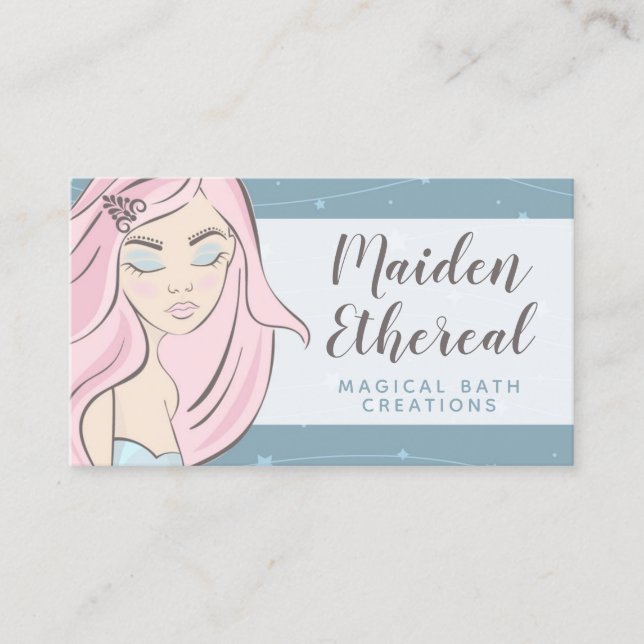 Mermaid Moon & Stars Mystical Hair / Beauty / Bath Business Card (Front)