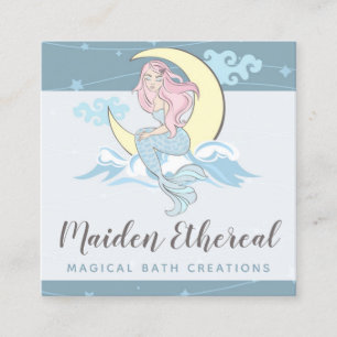 Mermaid Moon & Stars Mystical Siren Social Media Square Business Card