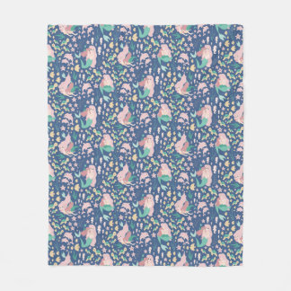 Mermaid Mother Daughter Bonding Ocean Dark Version Fleece Blanket