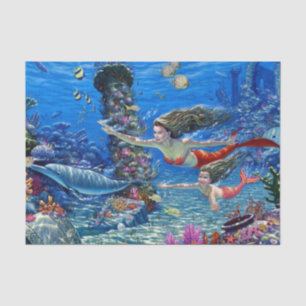 mermaid mum and baby tissue paper