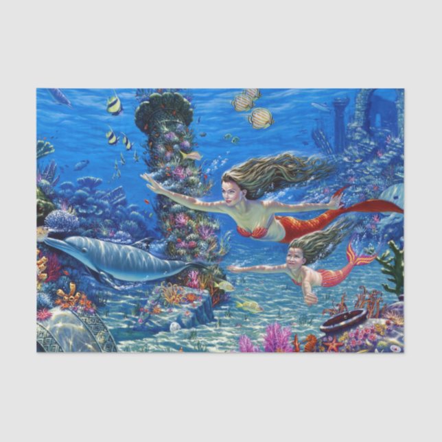 mermaid mum and baby tissue paper (Front)