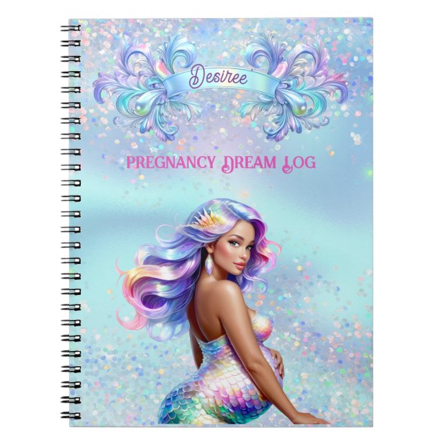 Mermaid Mum Personalised Pregnancy Notebook (Front)