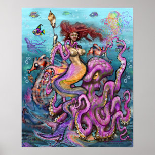 Mermaid n Octopus Poster