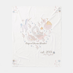 Mermaid Narwhal Dragon Unicorn Magic Dream Custom Fleece Blanket