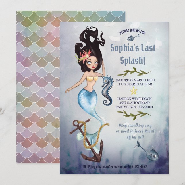 Mermaid Nautical Bachelorette Party Invitation (Front/Back)