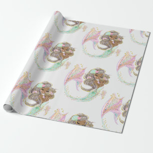 mermaid nautical  wrapping paper