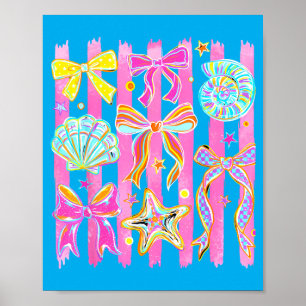 Mermaid nk Seashell Coquette Girls Kids Summer Poster
