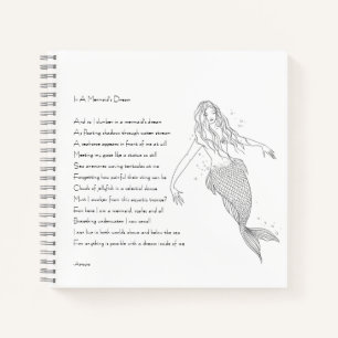 Mermaid Notebook With Poem "In A Mermaid's Dream"