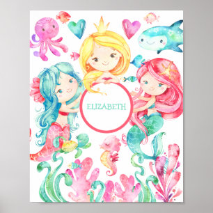 Mermaid Nursery Personalised Print Under the Sea