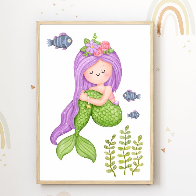 Mermaid Nursery Poster Ocean Kids Room Decor (Creator Uploaded)