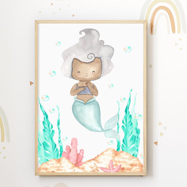 Mermaid Nursery Poster Ocean Kids Room Print (Creator Uploaded)