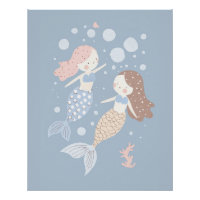 Mermaid Nursery Print for Kids Playroom Pastel Art