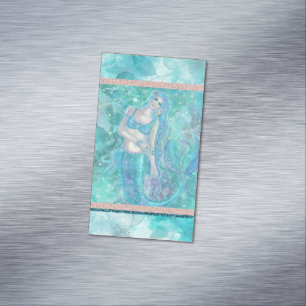 Mermaid ocean art by Renee Lavoie Magnetic Business Card