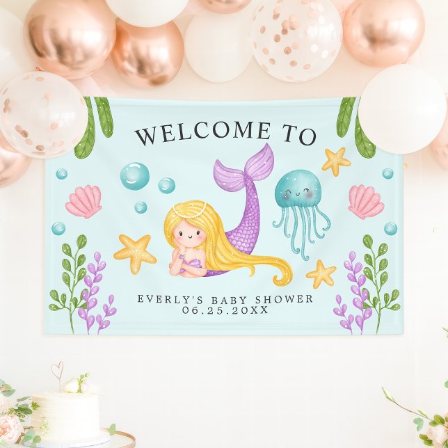Mermaid Ocean Baby Shower Welcome Banner (Creator Uploaded)