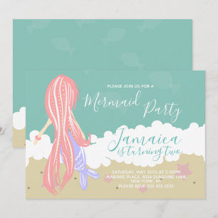 Mermaid Ocean Beach Birthday Party  Invitation