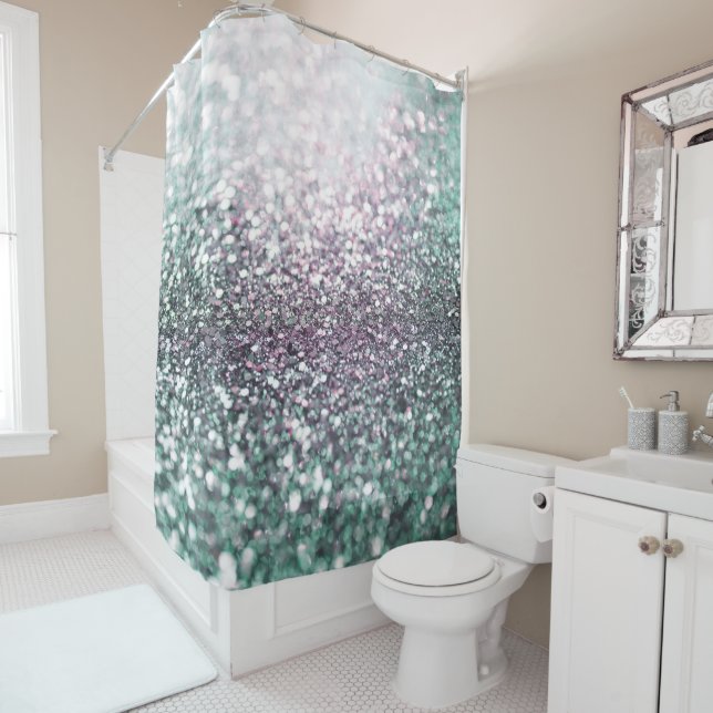 Mermaid Ocean Glitter Glam #4 (Faux Glitter) #art  Shower Curtain (In Situ)