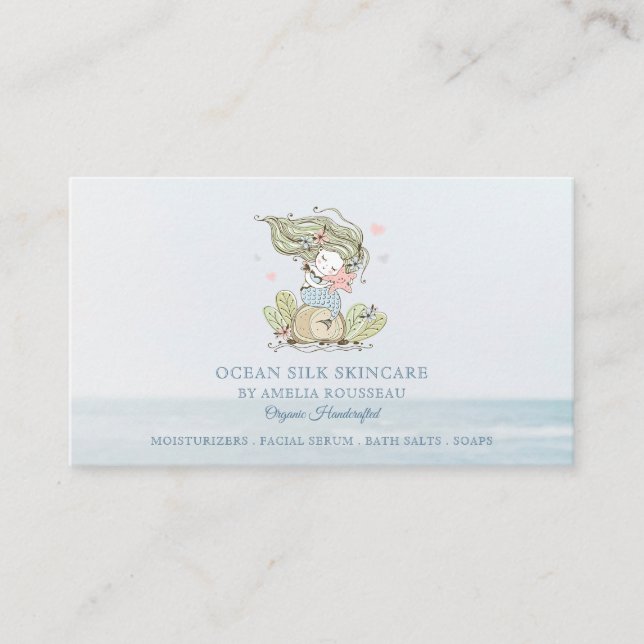 Mermaid Ocean Handcrafted Organic Skincare  Busine Business Card (Front)