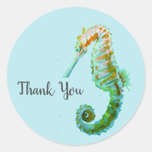 Mermaid Ocean Seahorse Party Thank You Stickers