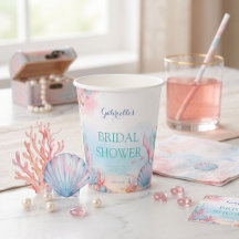 Mermaid Ocean Watercolor Dreamy Pink Bridal Shower