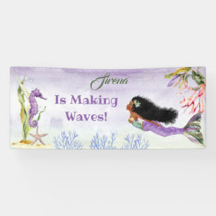 Mermaid of Colour Ethnic Seahorse Crab Purple Bann Banner