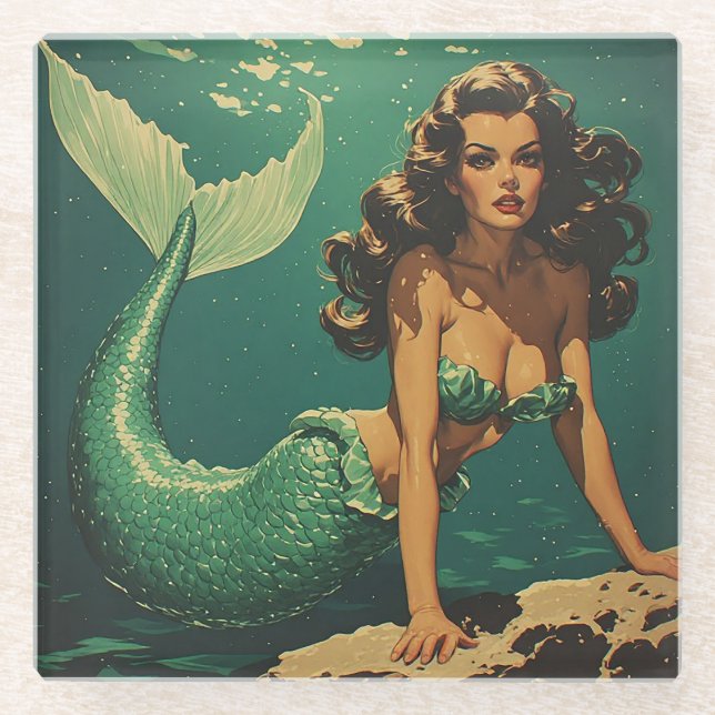 Mermaid of the Deep Glass Coaster (Front)