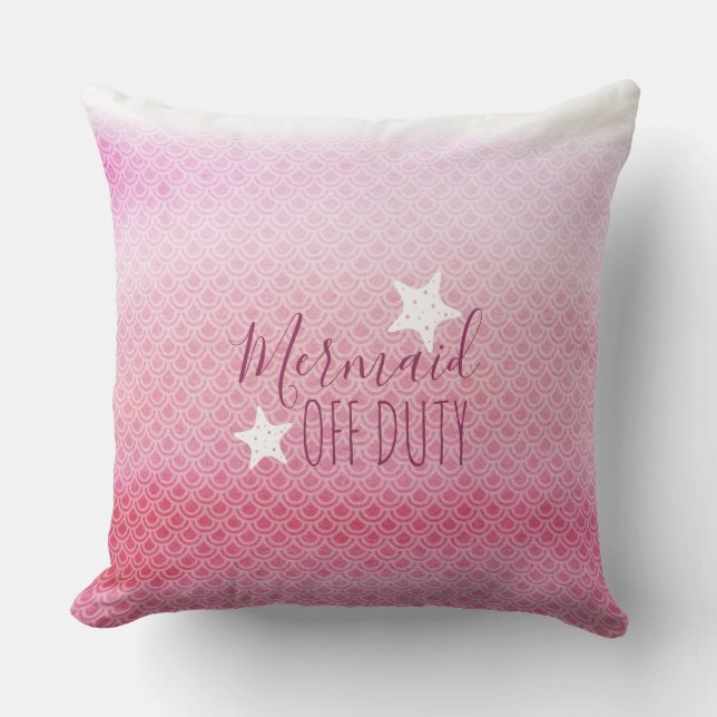 Mermaid Off Duty Pink Watercolor Throw Pillow (Front)