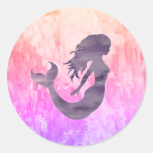 Mermaid Ombre Painting Classic Round Sticker