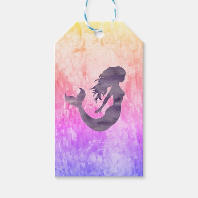 Mermaid Ombre Painting Rainbow Gift Tags (Front)