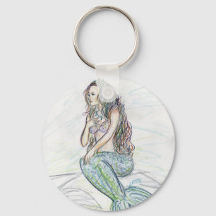 Mermaid on A Rock Custom Art Keychains