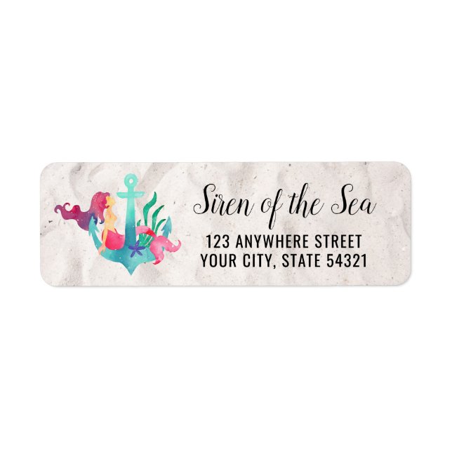 Mermaid on Anchor Nautical Watercolor Beach Sand (Front)