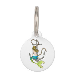 Mermaid on Anchor Pet Tag