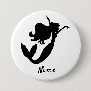 Mermaid on board black/white Thunder_Cove 7.5 Cm Round Badge