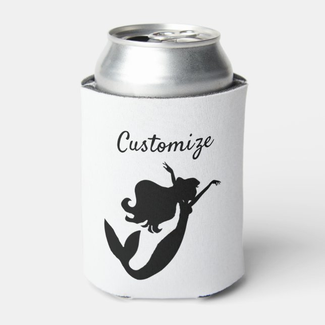 Mermaid on board black/white Thunder_Cove Can Cooler (Can Front)
