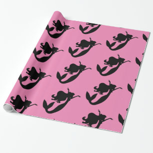 Mermaid on board black/white Thunder_Cove Wrapping Paper