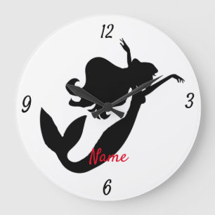 Mermaid on board silhouette Thunder_Cove Large Clock