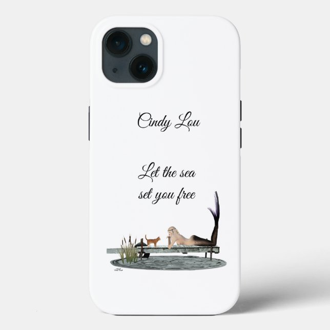 Mermaid On Boat Dock Cell Phone Case (Back)