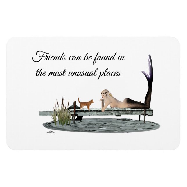Mermaid On Boat Dock Flexible Magnet (Horizontal)