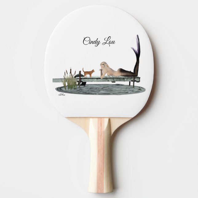Mermaid On Boat Dock Ping Pong Paddle (Front)