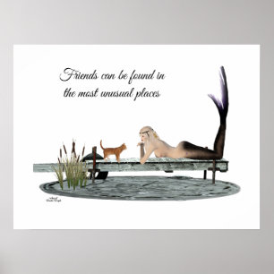 Mermaid On Boat Dock Poster