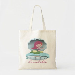 Mermaid on Clamshell Bed Personalise Tote Bag
