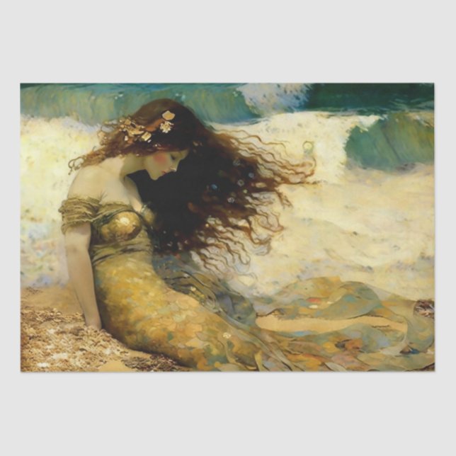 Mermaid on Golden Sands Tissue Paper (Front)