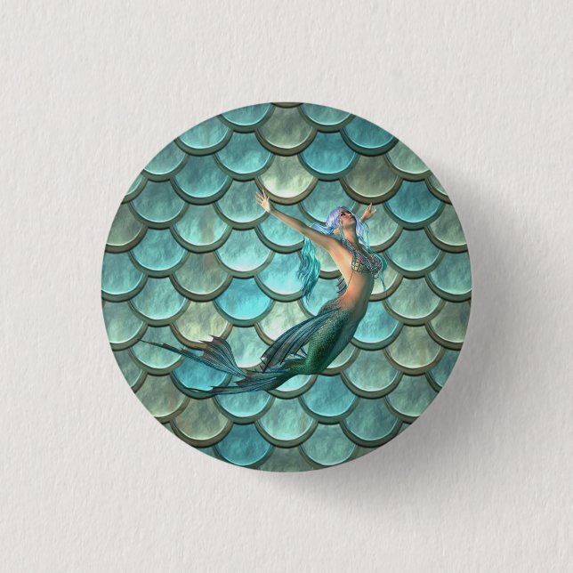 Mermaid On Mermaid Tail Scales 3 Cm Round Badge (Front)