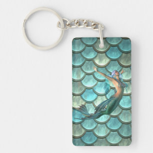 Mermaid On Mermaid Tail Scales Key Ring