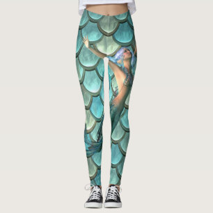 Mermaid On Mermaid Tail Scales Leggings