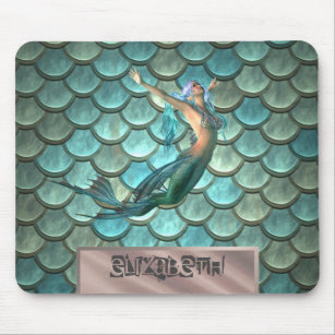 Mermaid On Mermaid Tail Scales Mouse Mat