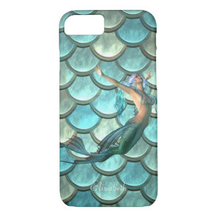 Mermaid On Mermaid Tail  Scales- Personalised iPhone 8/7 Case
