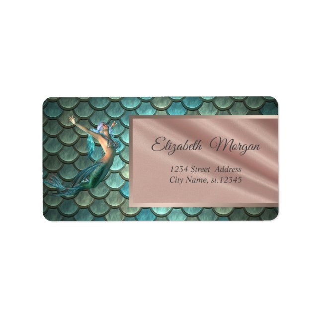 Mermaid On Mermaid Tail Scales- Personalised Label (Front)