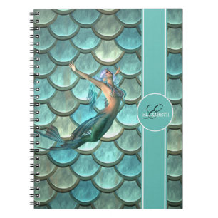 Mermaid On Mermaid Tail Scales  - Personalised Notebook